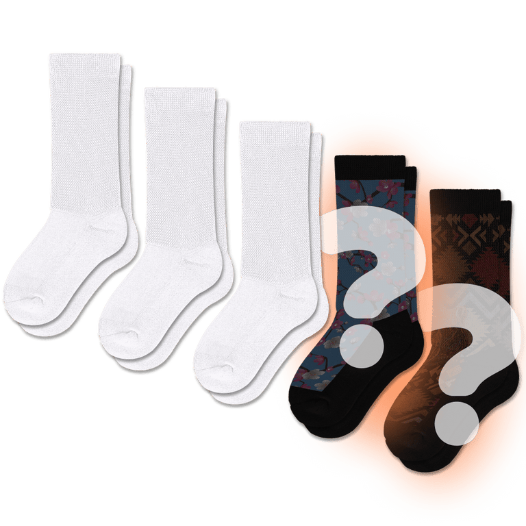 White & Mystery EasyStretch™ Socks Bundle 5-Pack