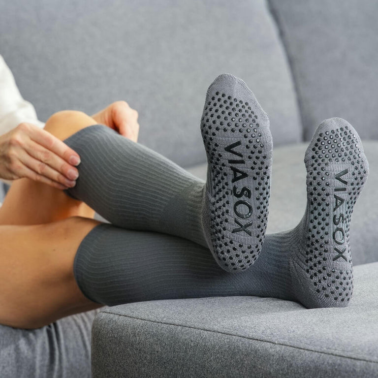 Gray Compression Gripper Socks