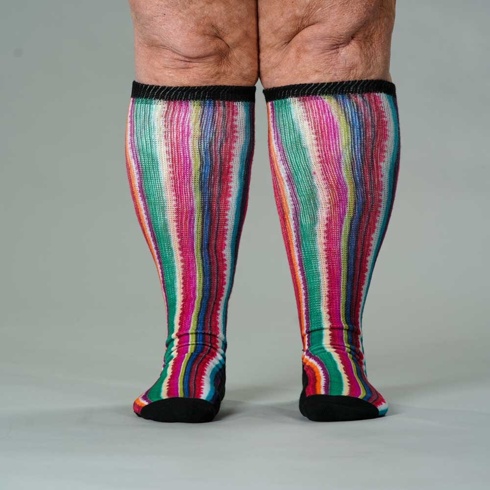 Viasox Fiesta Stripes EasyStretch Socks stretched display