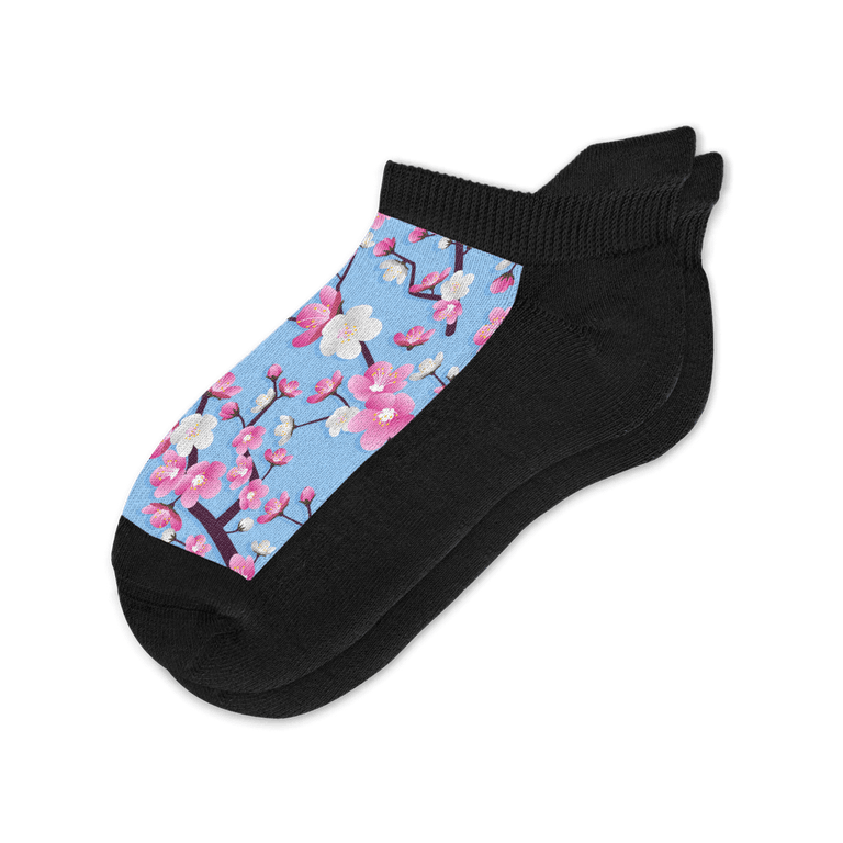 Viasox Cherry Blossoms Ankle Socks Flat View