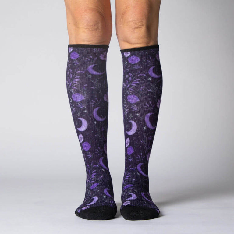 Viasox Purple Moon Compression Socks Front View