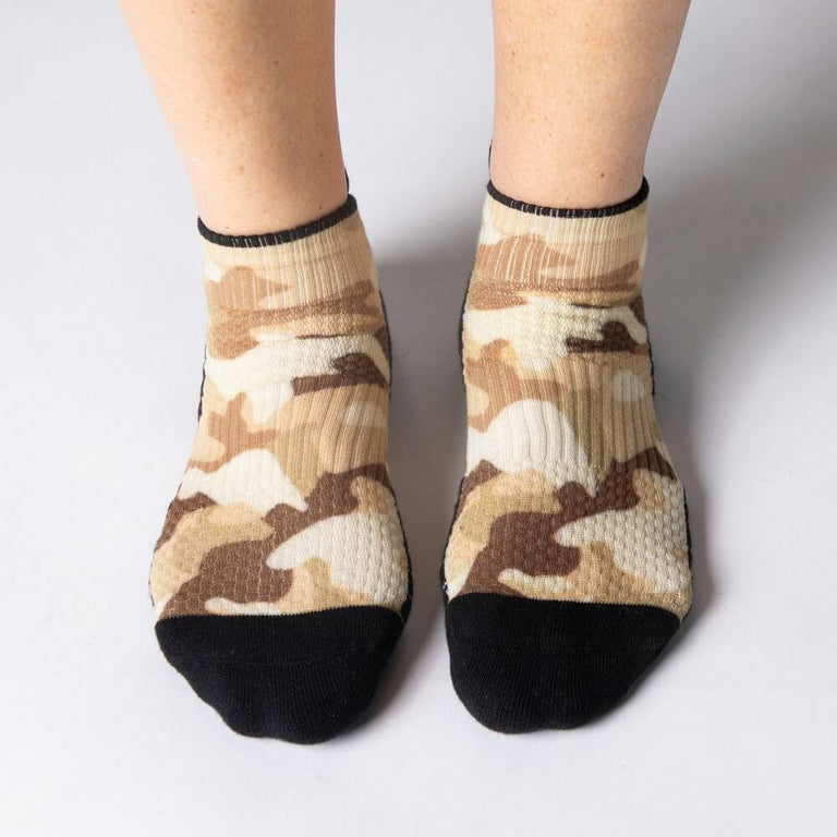 Army Ankle Compression Socks 3-Pack Bundle By Viasox Front View Desert Camel