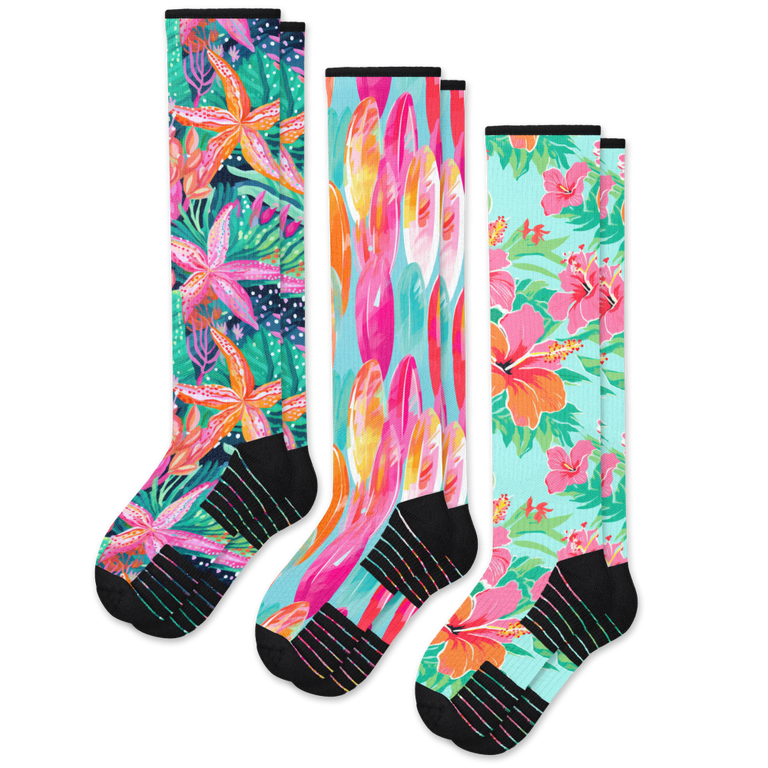 Hawaiian Holiday Compression Socks 3-Pack Bundle