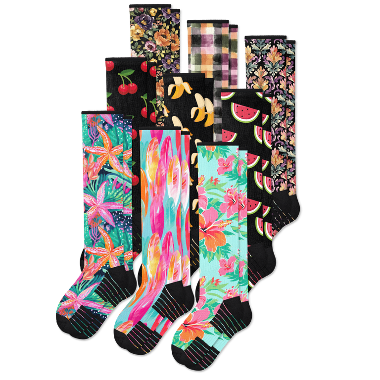 All New Patterns Compression Socks Bundle 9-Pack