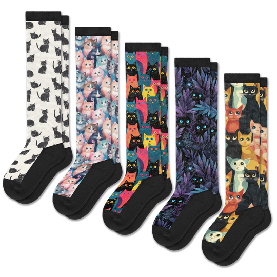 Cozy Cat EasyStretch™ Socks 5-Pack Bundle