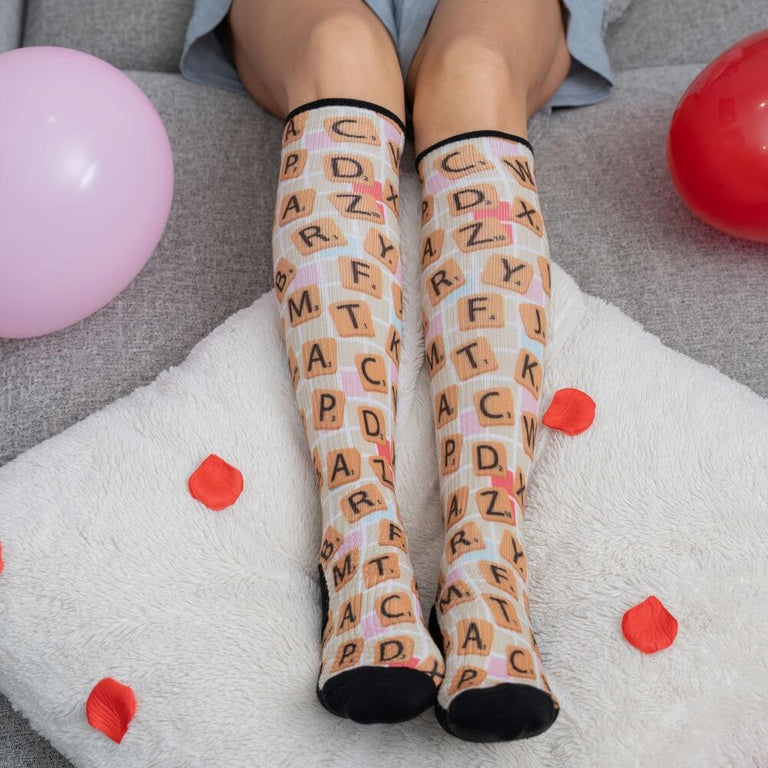 Letter Tiles Compression Socks