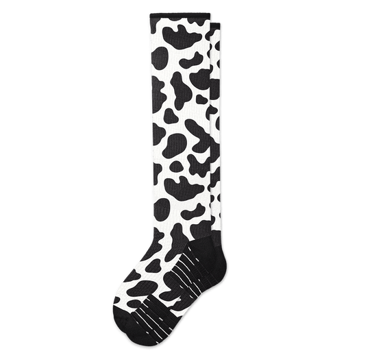 Moo Print Compression Socks