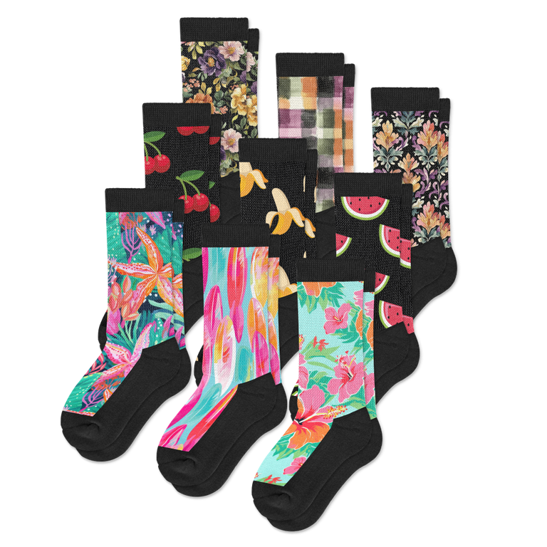All New Patterns EasyStretch™ Socks Bundle 9-Pack
