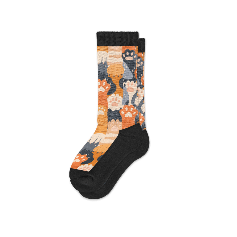 Viasox Cat Paws EasyStretch™ Socks Crew Cut Flat View