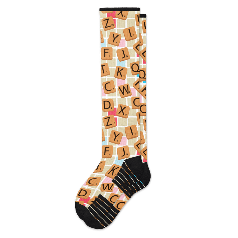 Letter Tiles Compression Socks