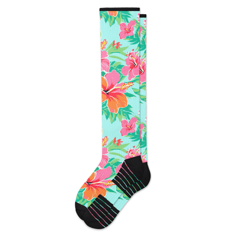 Tropical Hibiscus Compression Socks