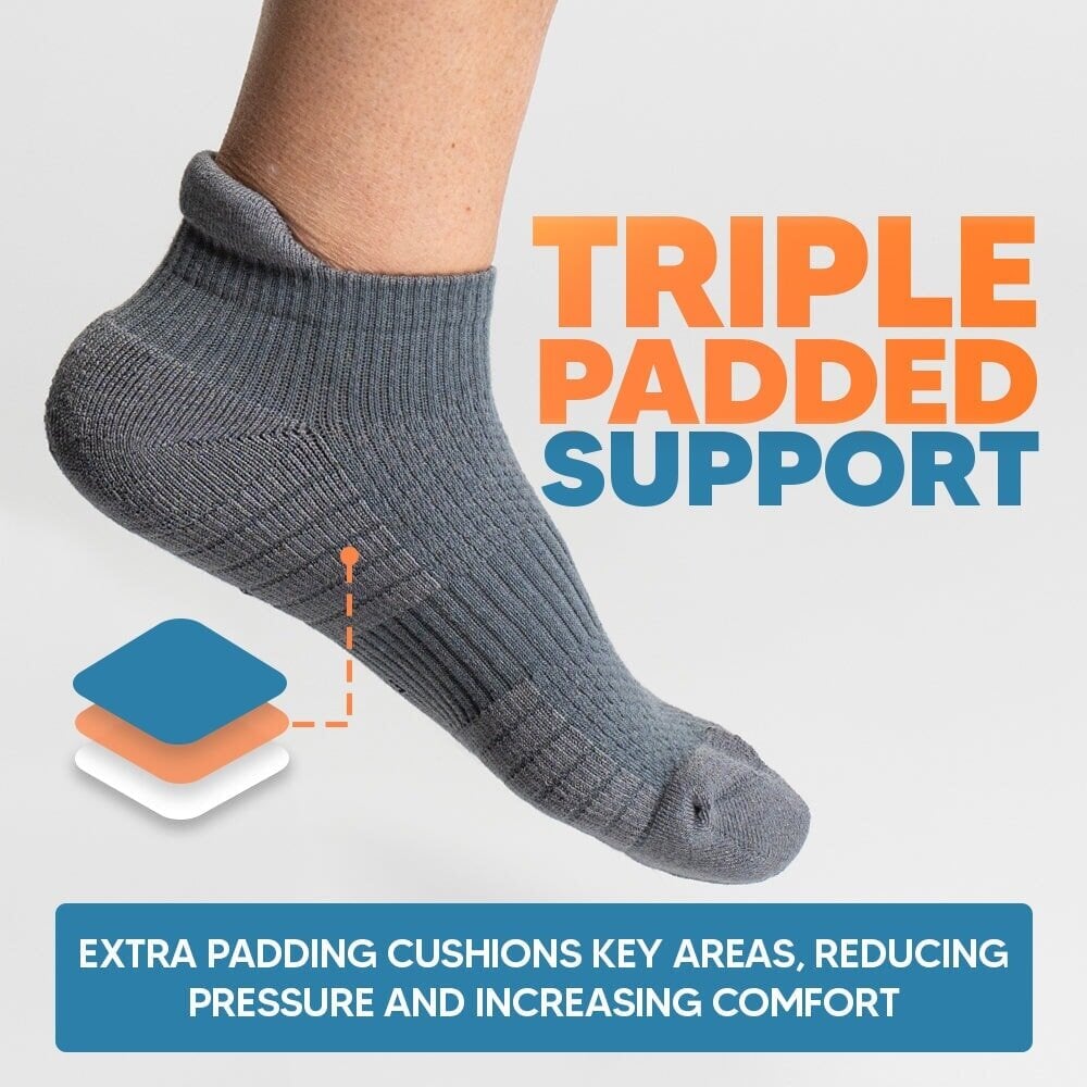 Ankle compression socks with triple padded sole