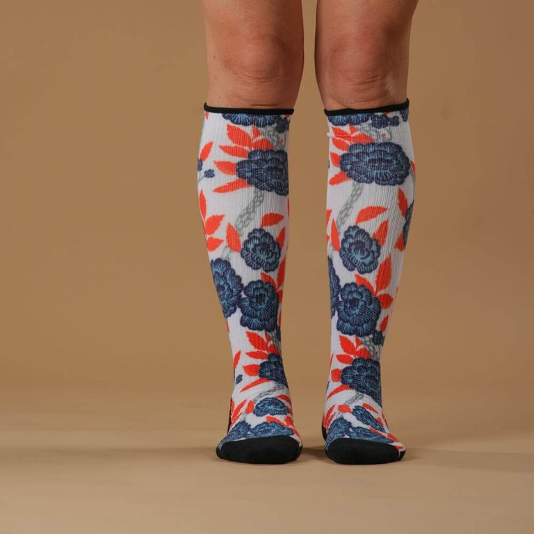 Blue Bloom Compression Socks