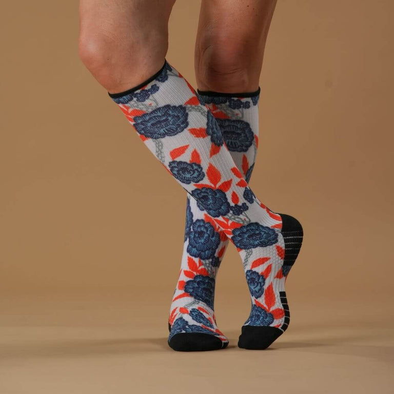 Blue Bloom Compression Socks