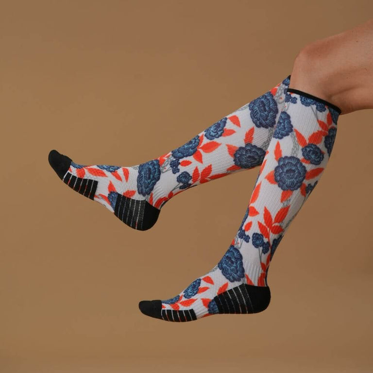 Blue Bloom Compression Socks
